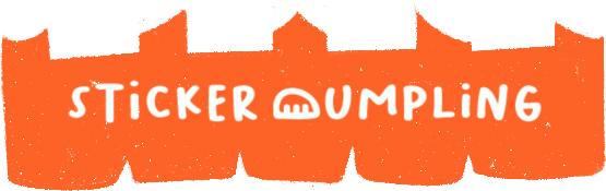 An awning with "Sticker Dumpling" on it.